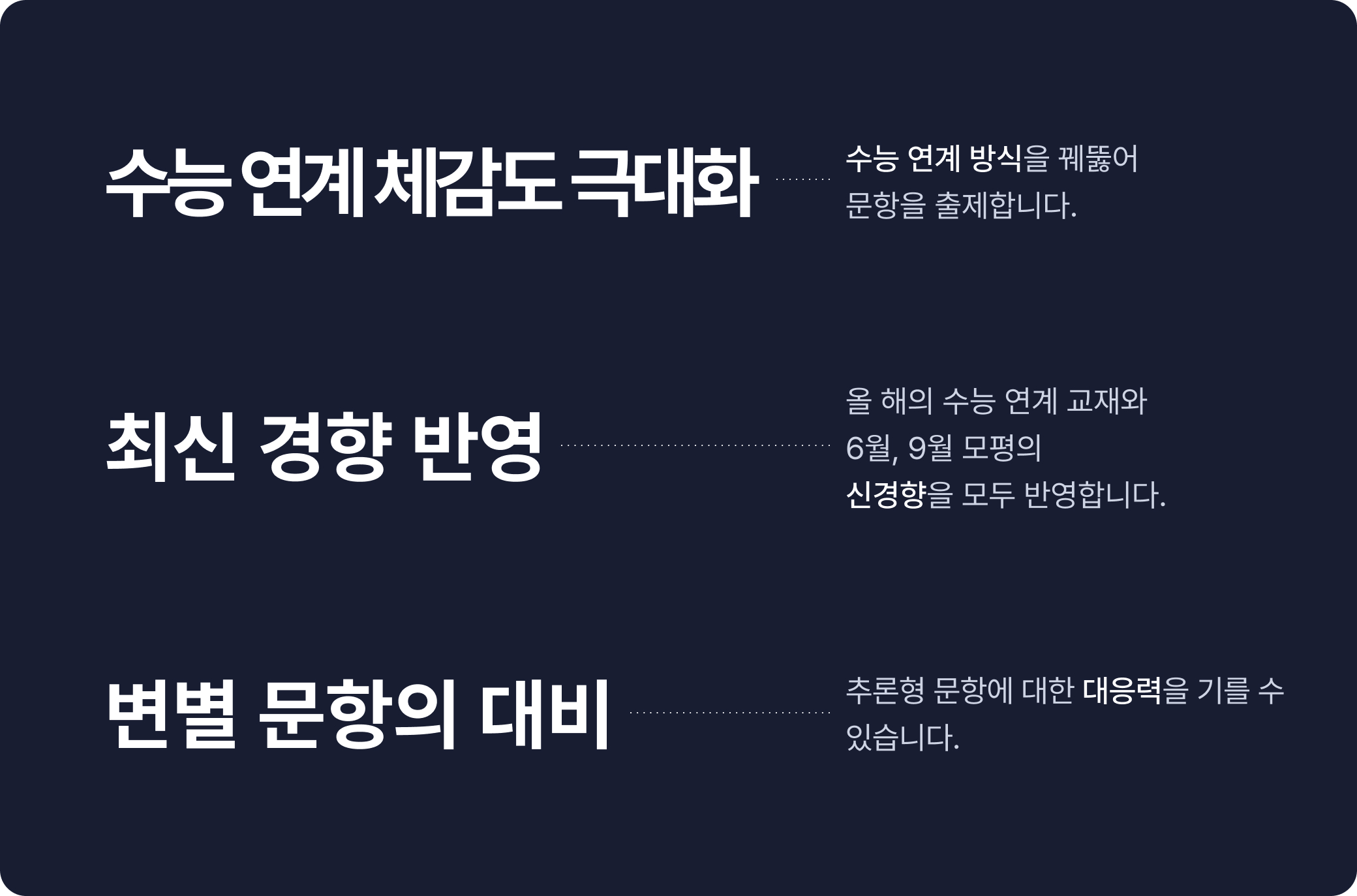 높은 적중률과 티렌디한 출제경향으로 고난도 문항에 대비